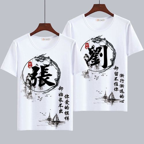 夏季创意中国风百家姓名字汉字文字短袖T恤男女文艺姓氏定制衣服
