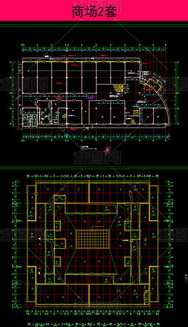 2套商场CAD设计图平面图下载 