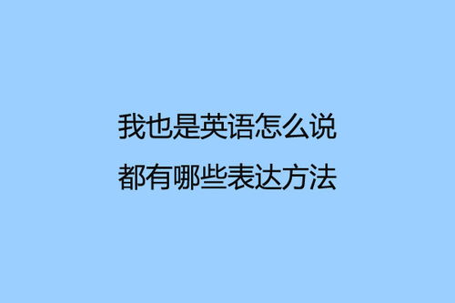 我也是英语怎么说,都有哪些表达方法 