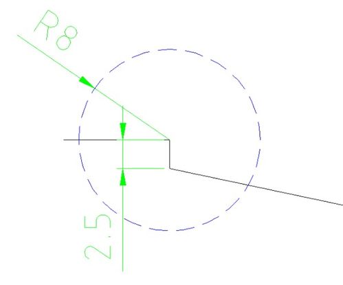 cad制图,如图已知2.5上面一个点一条斜线圆的半径,要求圆过点同时与斜线相切,怎么画 