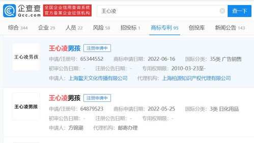 王心凌注册个人姓名商标 