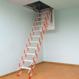隐形小阁楼伸缩梯子钢制整体伸拉升降室内家用钢木楼梯