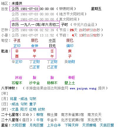 1981年农历六月初二对阳历那月那曰 