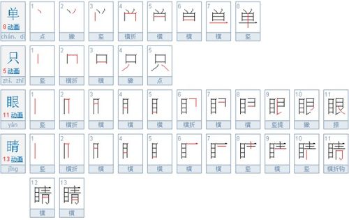 单只眼睛四人字多少笔画 