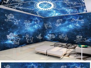 梦幻星空12星座宇宙主题空间背景墙