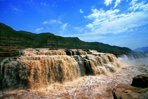 黄河壶口瀑布,浩浩荡荡,一泻千里,景色蔚为壮观