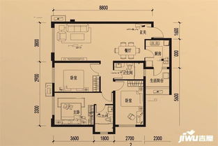 成都滨江彼岸C3 4户型户型图 首付金额 3室2厅2卫 91.0平米 