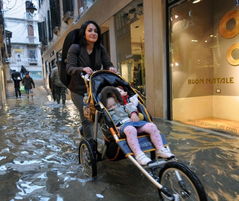 意大利水城威尼斯街道被洪水淹没