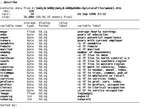 这组数据怎么用stata11求出回归方程？