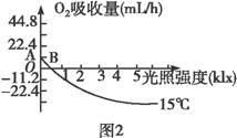 11分,除标注外,每空2分 如图1为某种绿色植物叶片的气孔结构示意图,中间两个呈肾形的细胞称为保卫细胞,它可调节气孔的开闭 研究人员将该叶片放在内部温度为15 的密闭容器中 