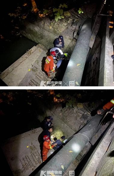 浙江1醉酒男子掉下桥边一头撞上河堤 消防紧急救援 