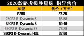 5款车型售价57.28万起,2020款路虎揽胜星脉上市