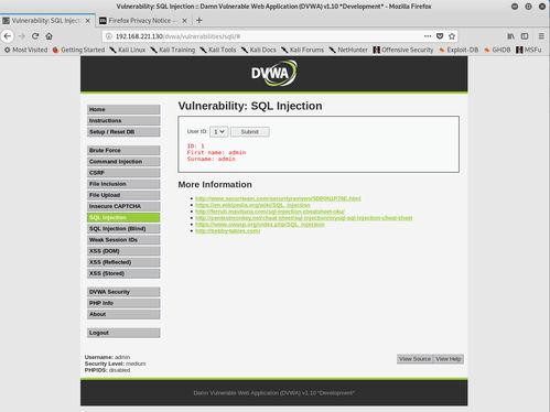 SQL 注入 DVWA 实验