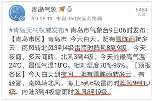 报 前方雷电预警 短时强降雨 9级风 不要再问准不准,崂山下冰雹了 返程的亲们,保重