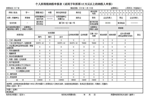 个人所得税填写