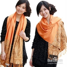 冬季韩式披肩式围巾系法 