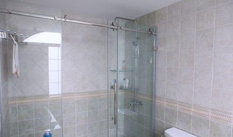 卫生间淋浴室玻璃移门隔断设计效果图 