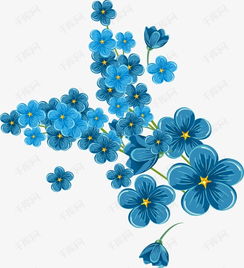 手绘蓝色花的素材免抠手绘蓝色花朵牵牛花 米粒分享网 Mi6fx Com