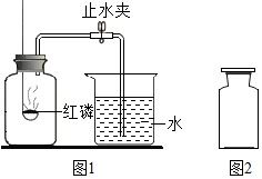 已知空气的主要成分是氮气和氧气.某课外活动小组设计测定空气中氧气含量的实验.实验装置如图1所示 1 红磷在集气瓶中发生反应的文字表达式为磷 氧气 stackrel 点燃 