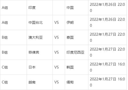 2022年足球比赛时间表