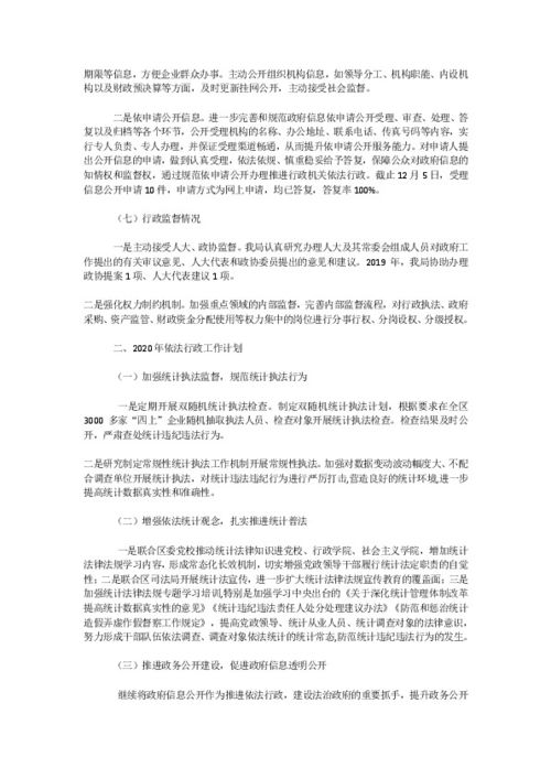 统计局依法行政工作报告 