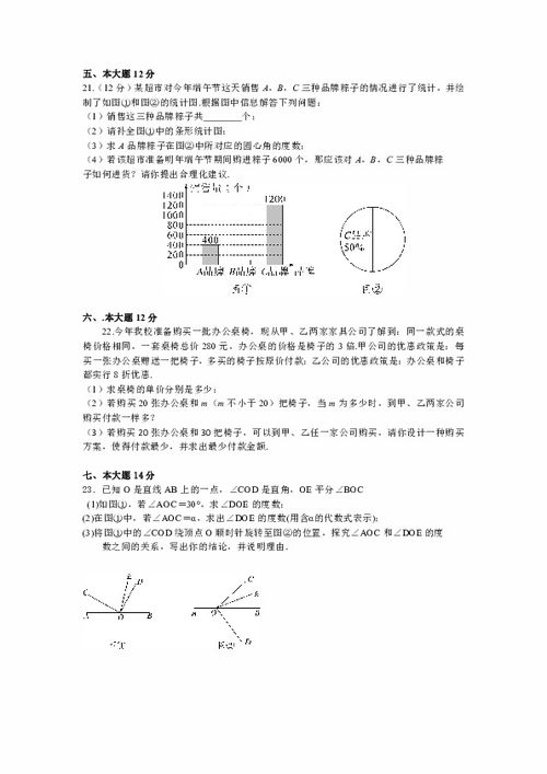 2019 2020上学期七年级数学期末试卷3 含答案 