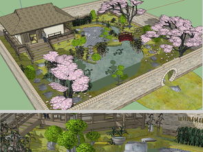 正宗日式园林景观模型设计图下载 图片6.68MB 植物景观库 SU模型 