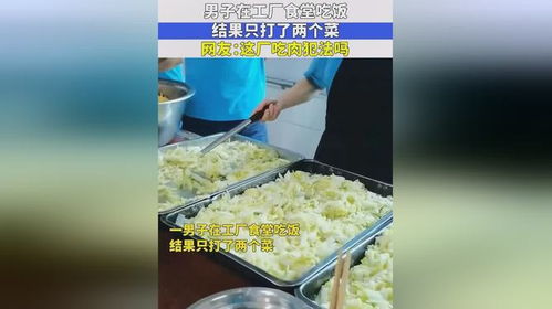 男子在工厂食堂吃饭,结果只打了两个菜,网友 这厂吃肉犯法吗