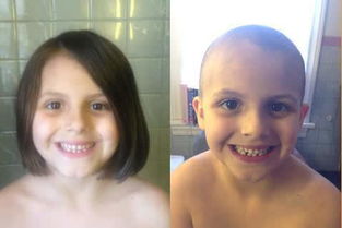 6岁女童坚持剃光头 因为爸爸的光头很漂亮图
