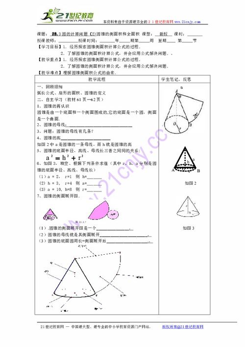 圆锥侧面积和全面积计算公式