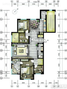 彩色住宅室内设计平面图 