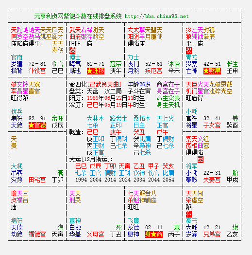 帮忙解下紫微命盘 