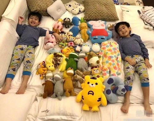 林志颖太宠双胞胎儿子,玩具铺满整张床,双子星大长腿抢镜