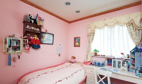 粉色温馨儿童房墙面漆装修效果图 