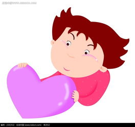 拿着紫色爱心的小人卡通插画PSD素材免费下载 编号2342532 红动网 