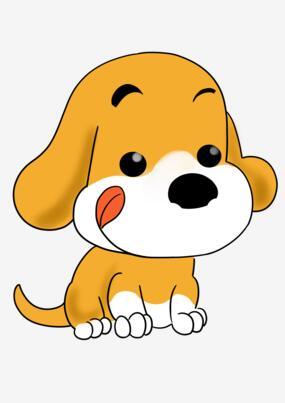 可爱的黄色小狗插画 卡通手绘 