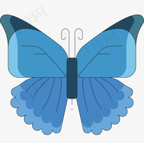 蓝色翅膀蝴蝶简图素材图片免费下载 高清png 千库网 图片编号9892994 