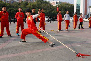 台州武林小子在教练的指导下练习武术基本功 孩子 
