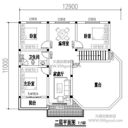 新农村二层自建房,11X12.9米别墅设计图平面图详解 