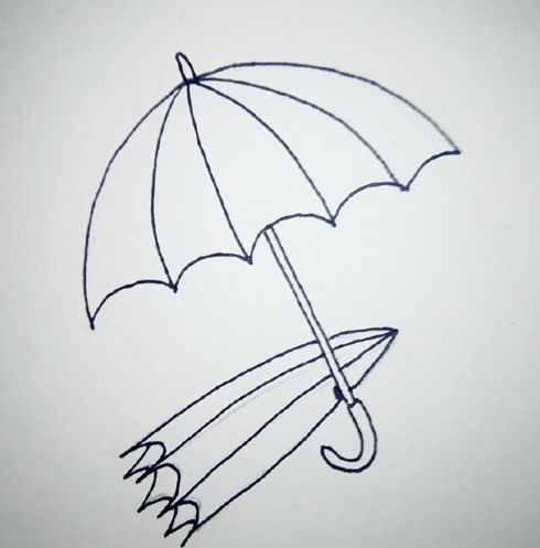简笔画绘画教程 一步一步教大家如何画一把雨伞