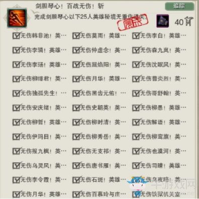 1128剑网3新增剑胆琴心无伤成就及奖励汇总 1128剑网3新增剑胆琴心无伤成就及奖励有哪些 牛游戏网攻略 