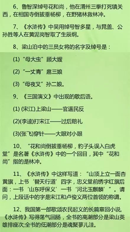 4大名著文学常识300题 经典题型 年年都考 速看,仅发一次 