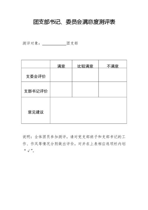 附件1 团支部书记 委员会满意度测评表 