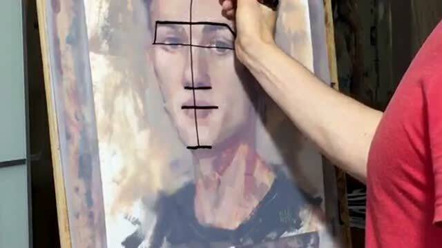 美术生分析人类的脸部结构,通过透明画布做线条,这就是黄金比例 