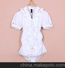 2013新品韩版夏季女装衬衣立领纽扣荷叶边 休闲连体衬衫女长袖