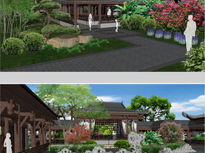 中式园林庭院景区景观规划su模型设计图下载 图片190.40MB 植物景观库 SU模型 
