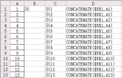 怎么一列表格前面统一加上一个字符 