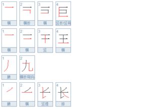 巨 王 九 长的笔顺 