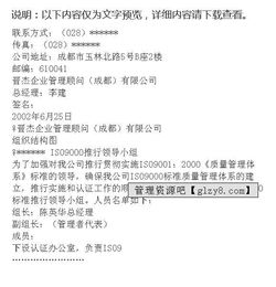 ISO9001 2000标准质量管理体系文件质量手册 制度范本 DOC格式