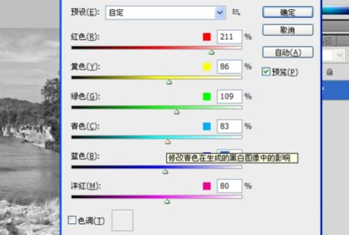 PS仲中怎样添加黑白调整层 